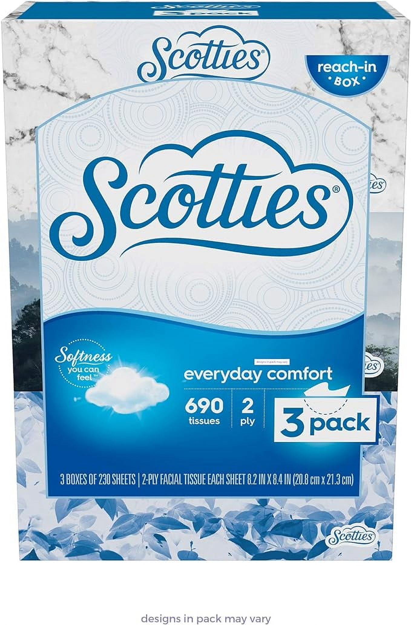 Scotties Everyday Comfort Facial Tissues, 230 Count (Pack of 3)
