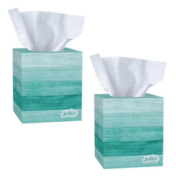 Scotties Facial Tissue Paper 64 Sheets Box Ultra Soft & Absorbent 2-Ply Tissues Face & Body Use Portable Napkin Hypoallergenic No Irritating Scents (2 Boxes) (Design Vary)
