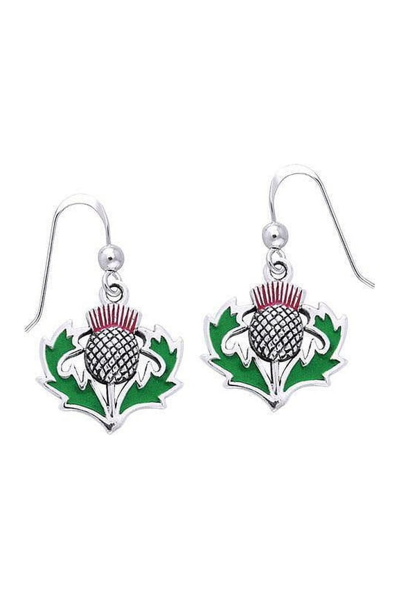 Scottish Alba Thistle 925 Sterling Silver Earrings Ancestry Heritage Jewelry