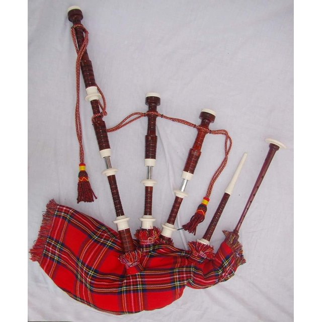 Scottish Bagpipe Rosewood Royal Stewart Tartan Natural Color with