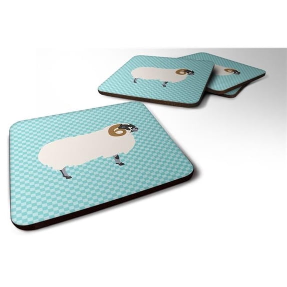 Scottish Blackface Sheep Blue Check Foam Coaster, Set of 4
