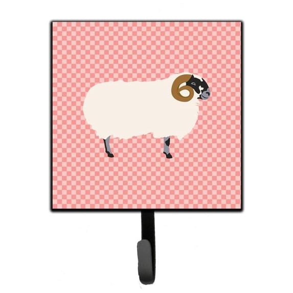 Scottish Blackface Sheep Pink Check Leash or Key Holder