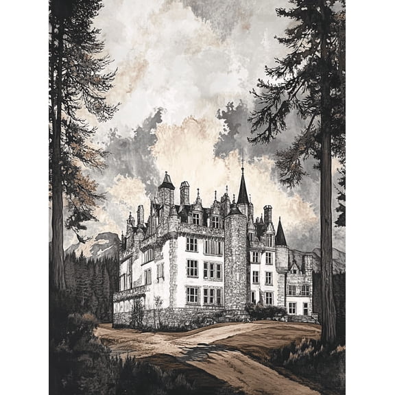 Scottish Castle Canvas Print/Wall Art，Suitable for Living Room，Bedroom，Office，Hallway，Dining Room Decoration