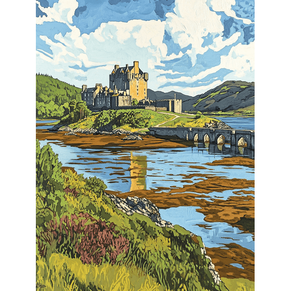 Scottish Castle Landscape Canvas Wall Art PrintSuitable for Living RoomBedroomOfficeDining RoomHotel Decoration.