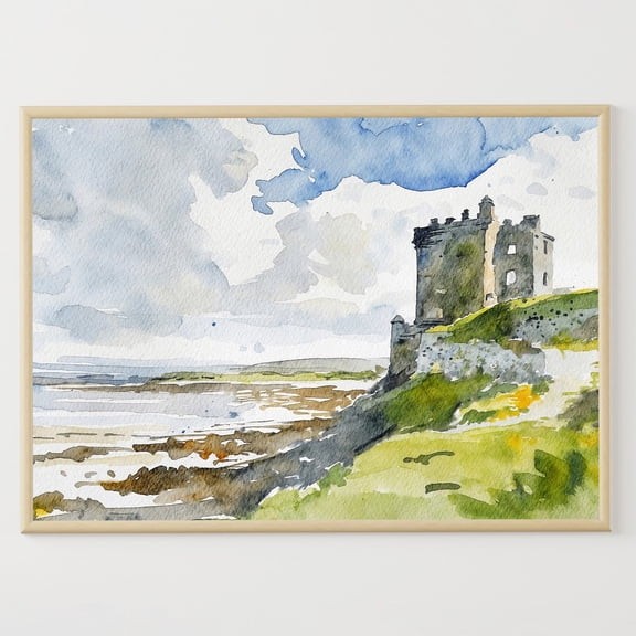 Scottish Castle Scotland Landscape Kilchurn Castle Art Poster, Unframed Poster Size 8x12