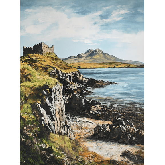 Scottish Coastal Castle Landscape Canvas Print/Wall Art Perfect for Living Room Bedroom Office Hallway and Kitchen Decoration.