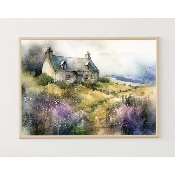 Scottish Cottage Scotland Landscape Countryside Artwork Farmhouse Wall Art Stretched Art