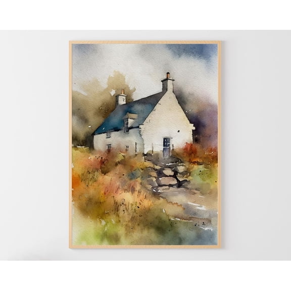 Scottish Cottage Scotland Scottish Landscape Old House Art Poster, Unframed Poster Size 8x12