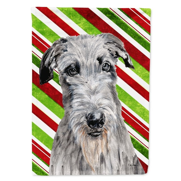 Scottish Deerhound Candy Cane Christmas House Flag