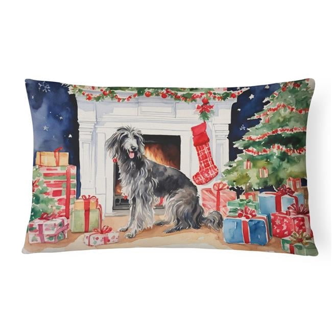 Scottish Deerhound Cozy Christmas Throw Pillow 12 in x 16 in