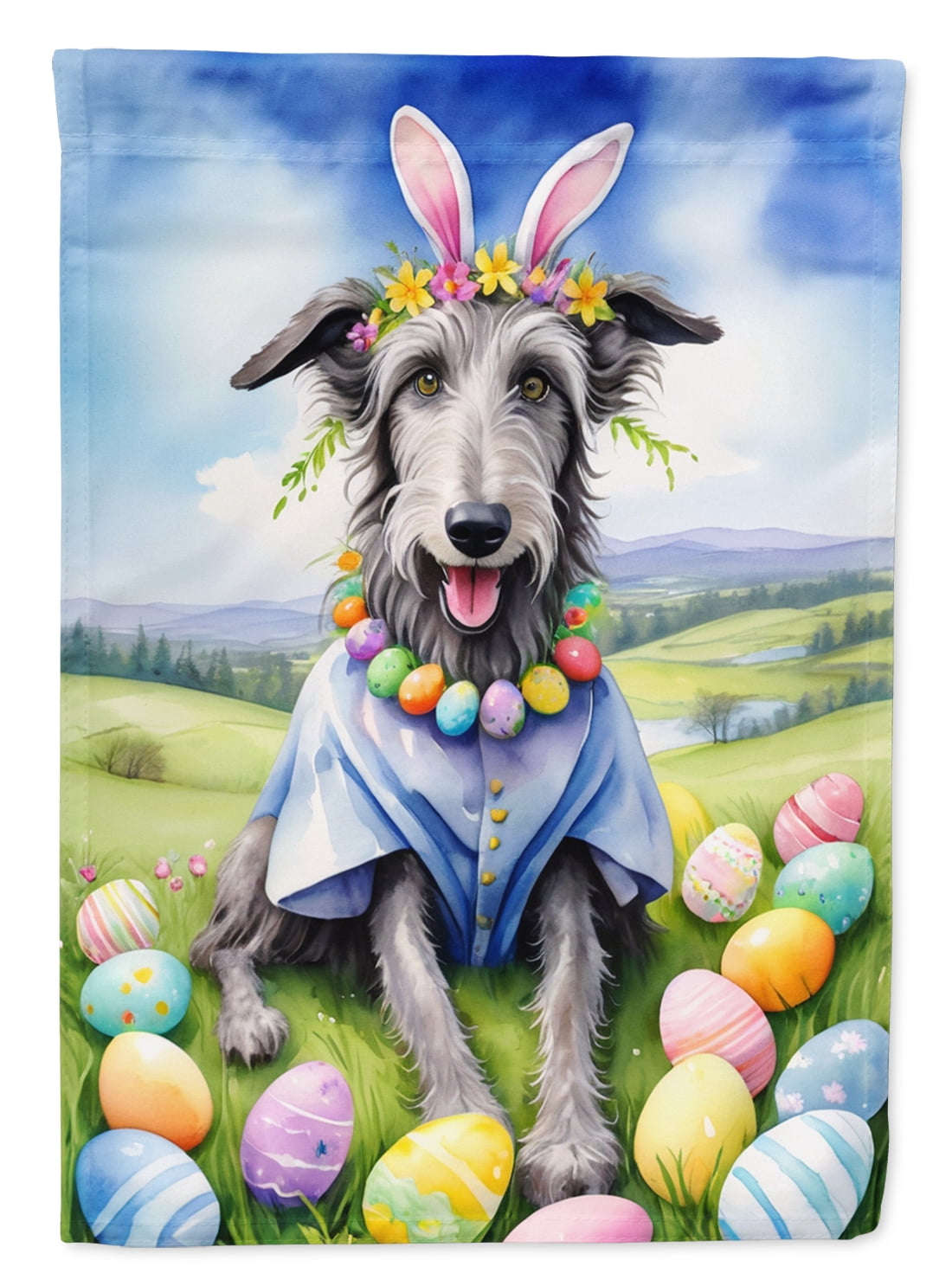 Scottish Deerhound Easter Egg Hunt Garden Flag 11.25 in x 15.5 in