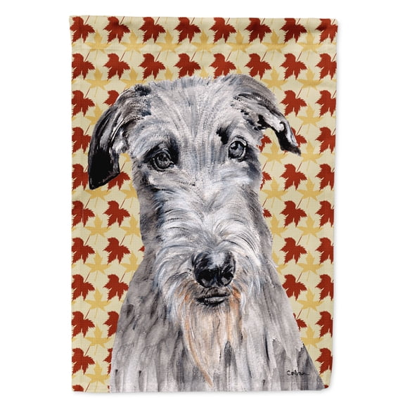 Scottish Deerhound Fall Leaves Garden Flag