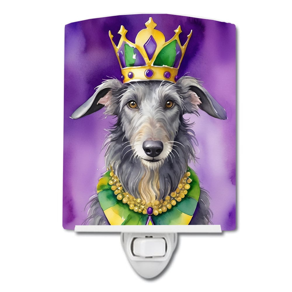 Scottish Deerhound King of Mardi Gras Ceramic Night Light 4 in x 6 in