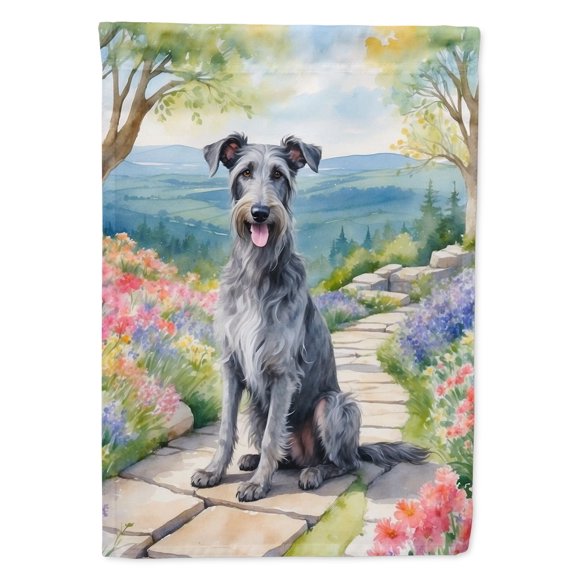 Scottish Deerhound Spring Path House Flag 28 in x 40 in