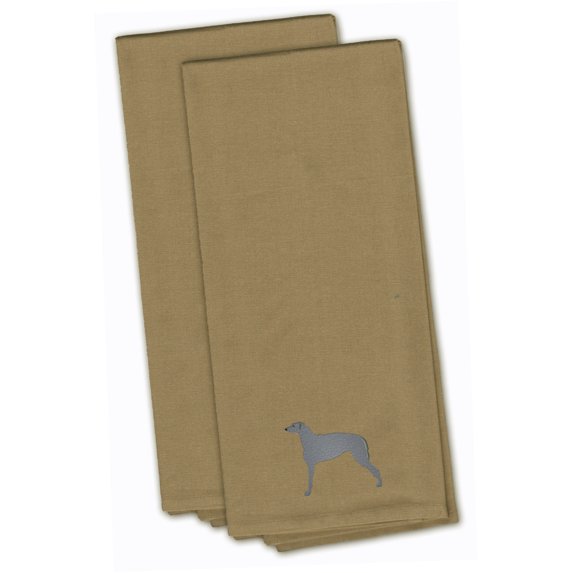 Scottish Deerhound Tan Embroidered Towel Set of 2