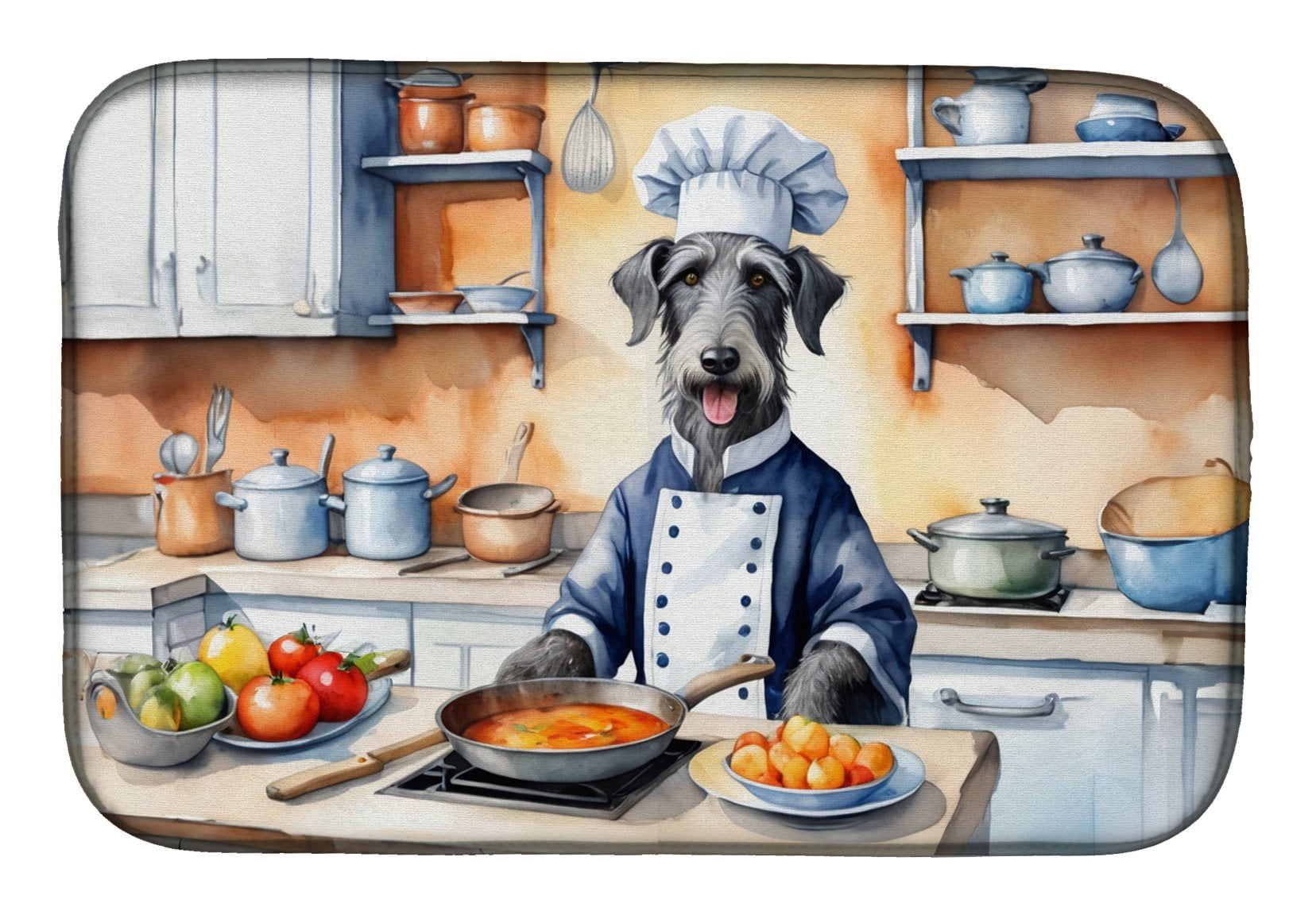 Scottish Deerhound The Chef Dish Drying Mat