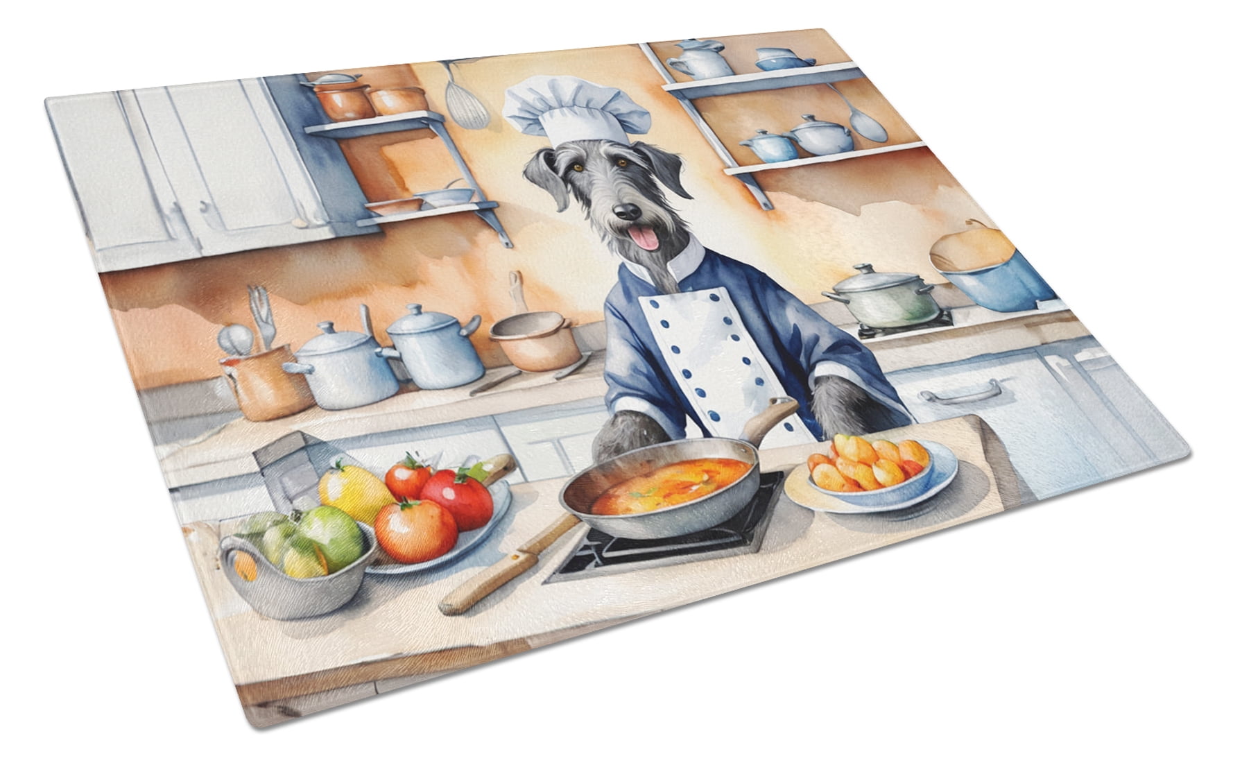 Scottish Deerhound The Chef Glass Cutting Board 12 in x 15 in
