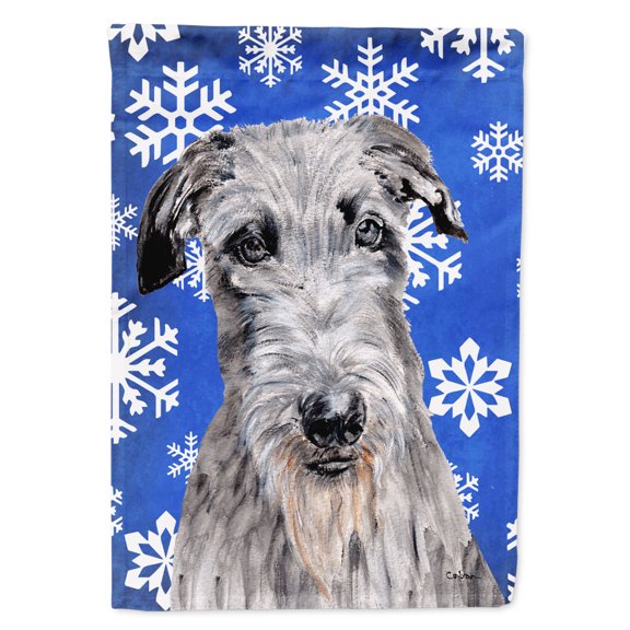 Scottish Deerhound Winter Snowflakes Flag Canvas House Size