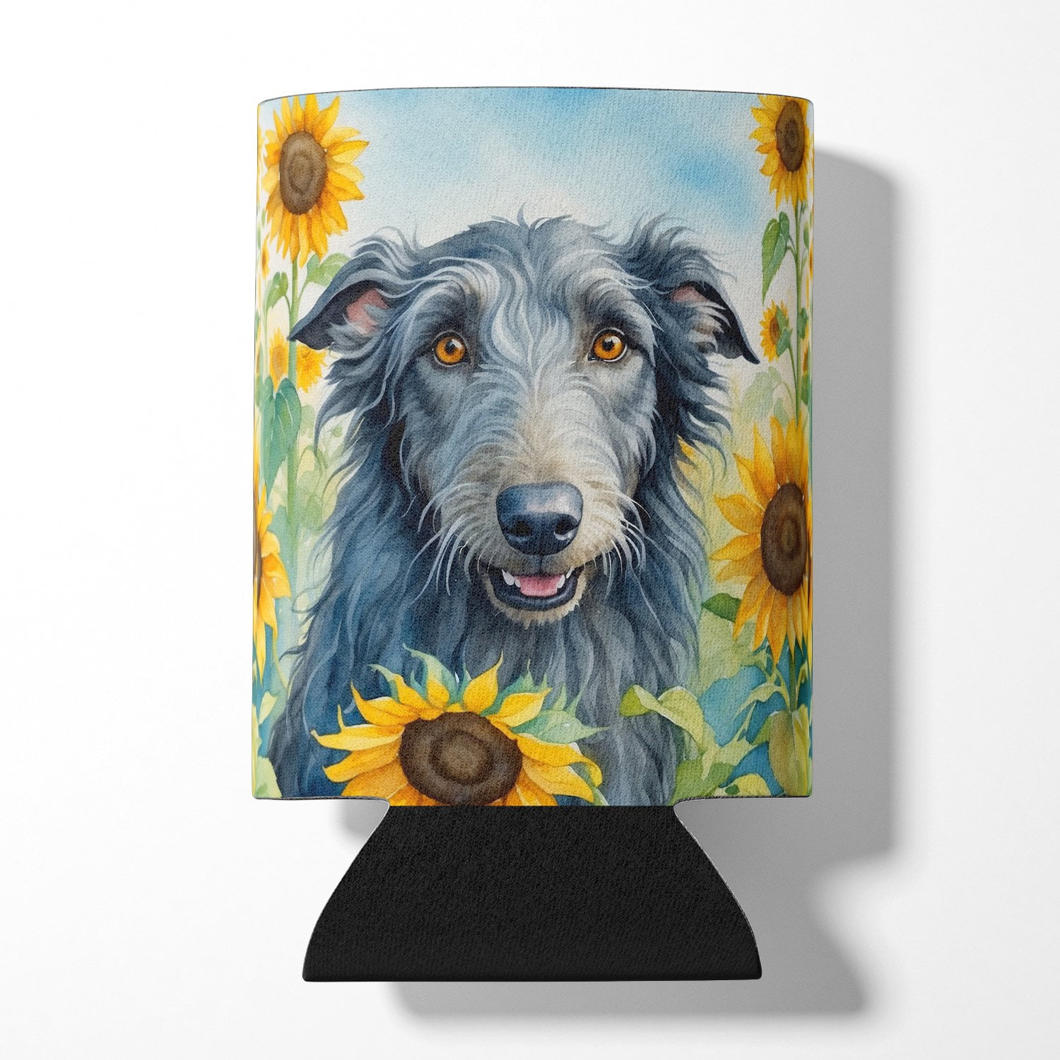 Scottish Deerhound in Sunflowers Can or Bottle Hugger 3 in x 5 in