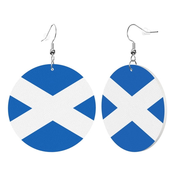 Scottish Flag Dangle Round Lightweight Drop Circle Earrings For Women