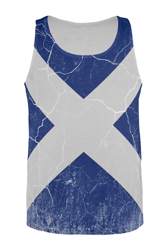 Scottish Flag Distressed Grunge Scotland All Over Mens Tank Top