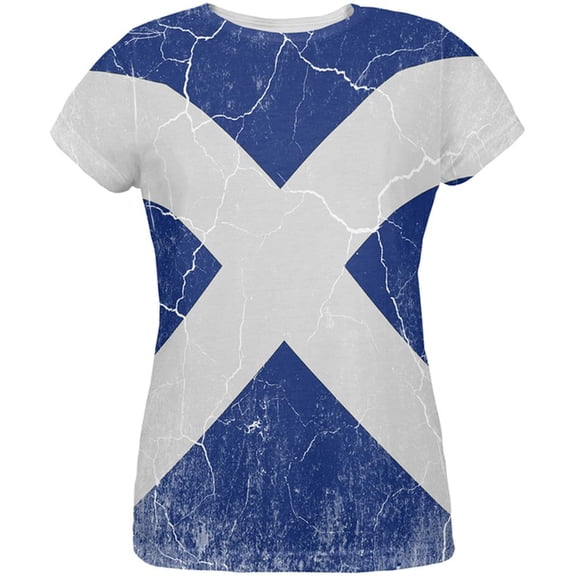 Scottish Flag Distressed Grunge Scotland All Over Womens T Shirt