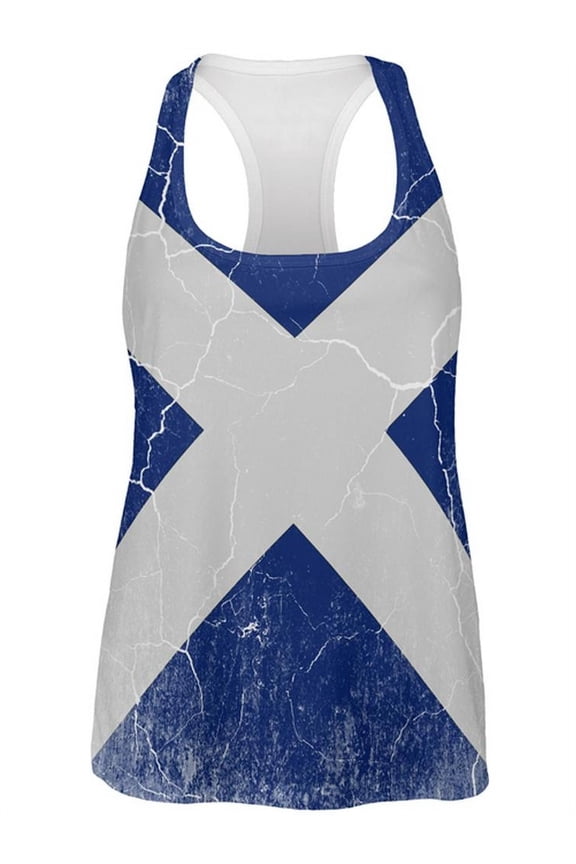 Scottish Flag Distressed Grunge Scotland All Over Womens Work Out Tank Top Multi MD