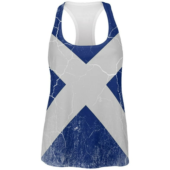 Scottish Flag Distressed Grunge Scotland All Over Womens Work Out Tank Top Multi SM