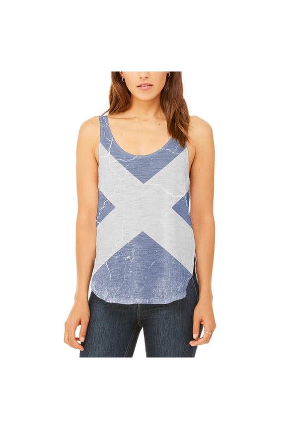 Scottish Flag Distressed Grunge Scotland Juniors Flowy Side Slit Tank Top