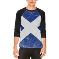 thumbnail image 1 of Scottish Flag Distressed Grunge Scotland Mens Raglan T Shirt, 1 of 2