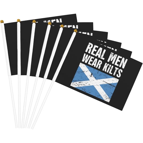 Scottish Flag Real Men Wear Kilts Flag 5x8 In Outdoor Decoration Handheld Stick Flags Six Piece