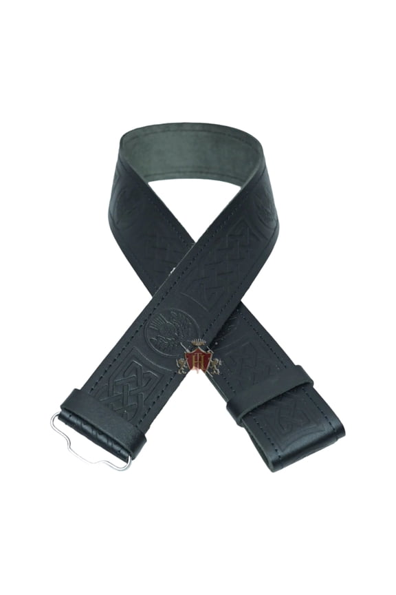 Scottish Flower and Celtic knot work Embossed Leather Kilt Belt