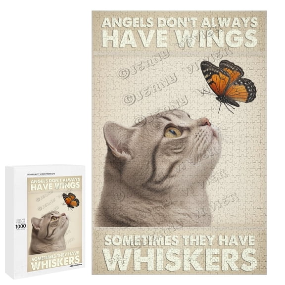 Scottish Fold Cat Puzzles for Adults 1000 Pieces, Kitten Puzzle Cat With Butterfly, Funny Cat Jigsaw Puzzles Kitty Decor