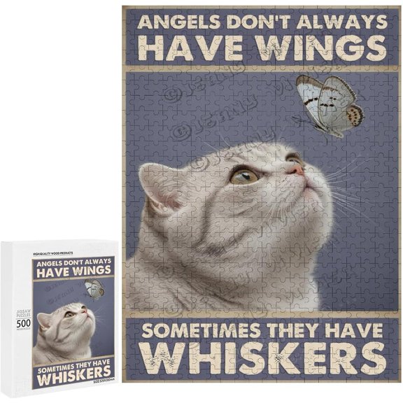 Scottish Fold Cat Puzzles for Adults 500 Pieces Cat Art Jigsaw Puzzles Animal Pet for Decoration Cat Lovers Gifts