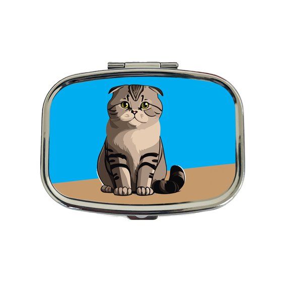 Scottish Fold Cat Sitting Small Travel Handbag Pill Box Case