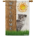 thumbnail image 1 of Scottish Fold Cat Spring Summer Welcome House Flag Dog Hides Behind a Tree Sun Outside Yard Decor Flag Banner 28X40 Inch Double Side Style 1, 1 of 6