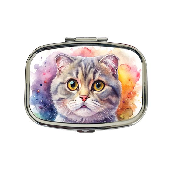 Scottish Fold Cat Watercolor Style Small Travel Handbag Pill Box Case