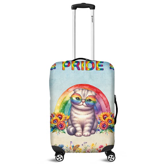 Scottish Fold Celebrates Rainbow Pride Month LGBT LGBTQ+ Travel Luggage Cover Cat Lover Kitten Owner Gifts Suitcase Dust Protective Decor - 01003