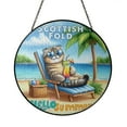 thumbnail image 1 of Scottish Fold Hello Summer Beach Theme with Sunglasses and Tropical Cocktail Stained Glass Suncatcher Cat Lover Kitten Owner Gifts Window Hanging Sign Decor - 00009, 1 of 5