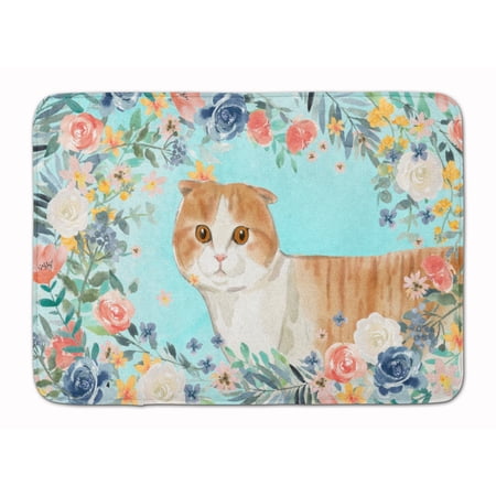 Scottish Fold Spring Flowers Machine Washable Memory Foam Mat