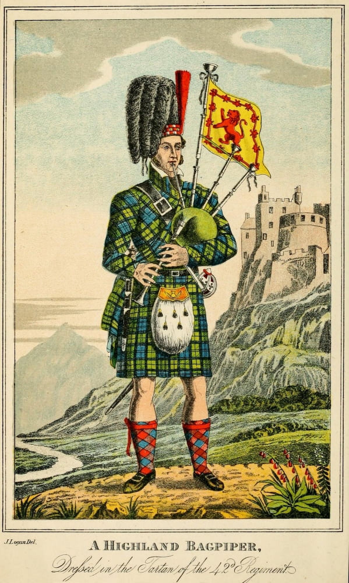 Scottish Gael 1876 Highland Bag-piper Canvas Art - James Logan (24 x 36)