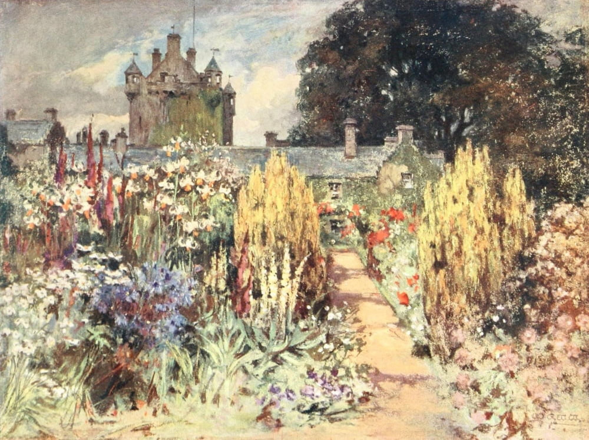Scottish Gardens 1908 Cawdor Castle Canvas Art - Mary GW Wilson (24 x 36)