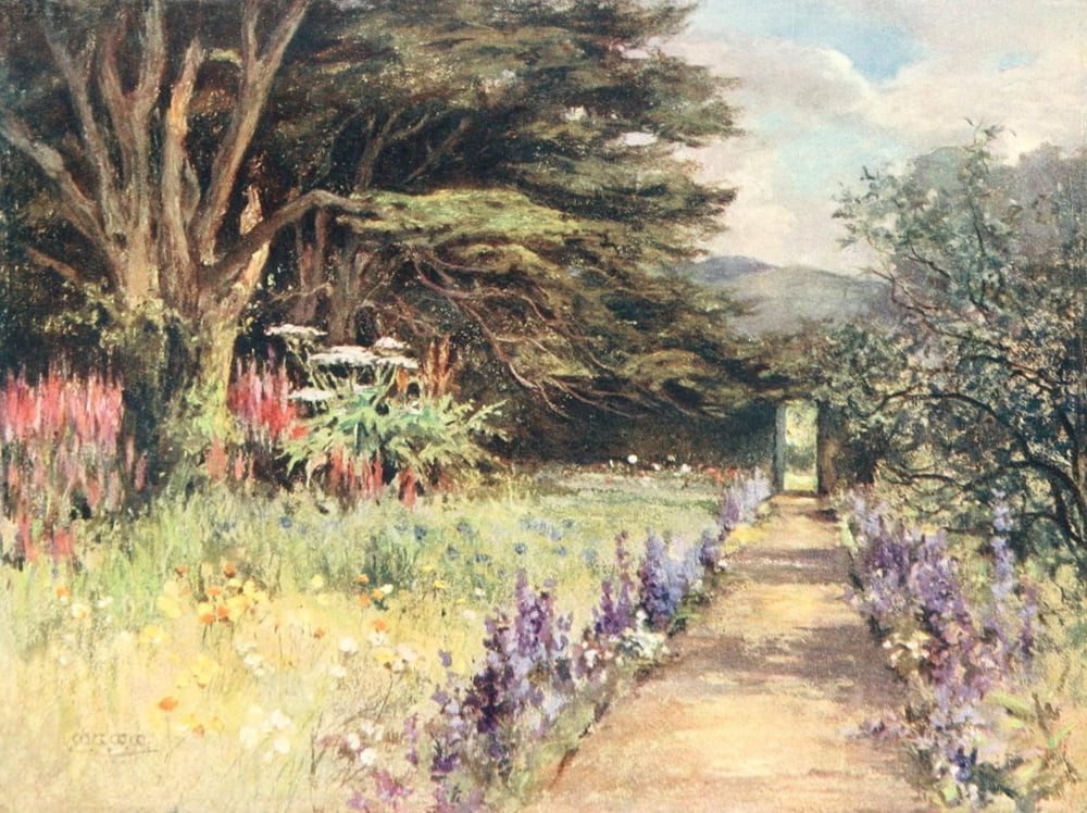 Scottish Gardens 1908 Collinton House Canvas Art - Mary GW Wilson (18 x 24)
