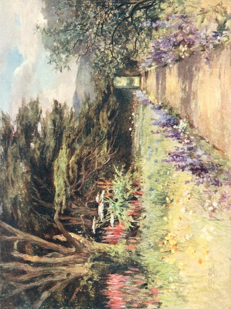 Scottish Gardens 1908 Collinton House Canvas Art - Mary GW Wilson (24 x 36)