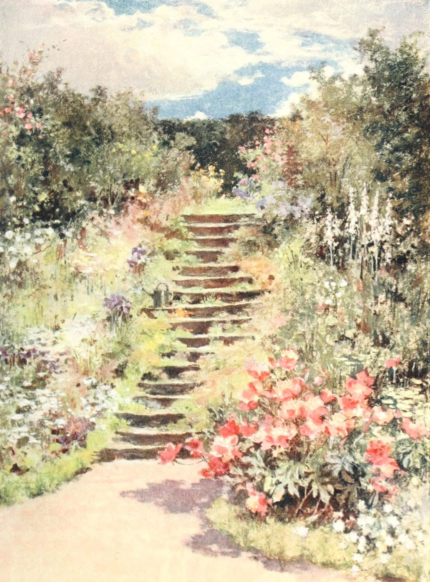 Scottish Gardens 1908 Manse of Fyvie Canvas Art - Mary GW Wilson (24 x 36)