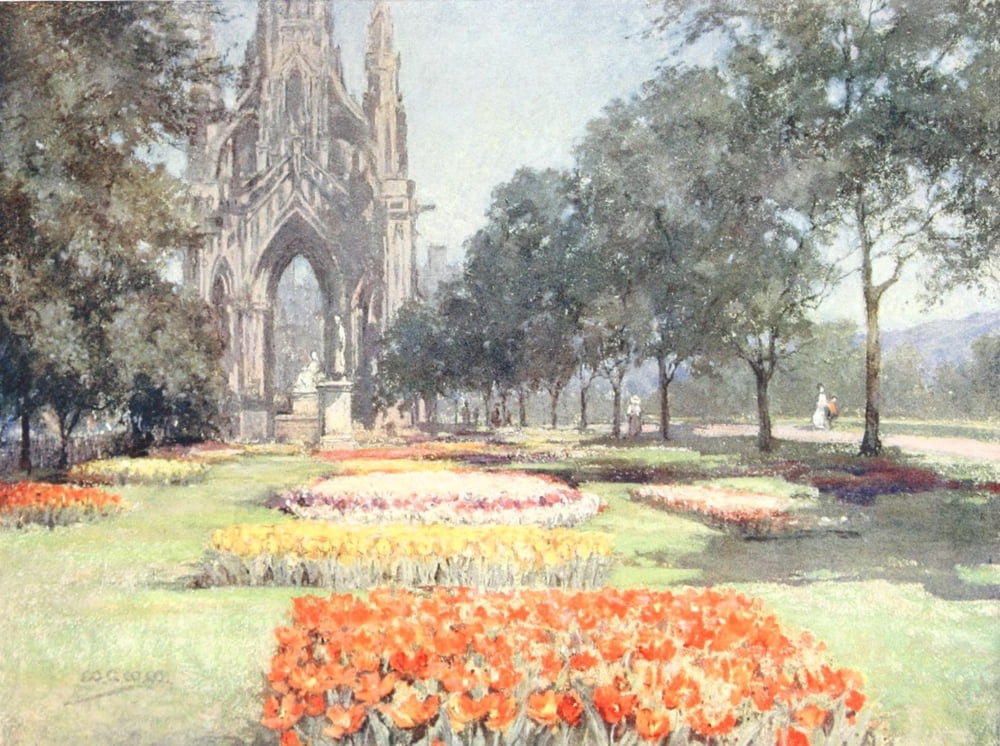 Scottish Gardens 1908 Princes Street Gardens Edinburgh Canvas Art - Mary GW Wilson (24 x 36)