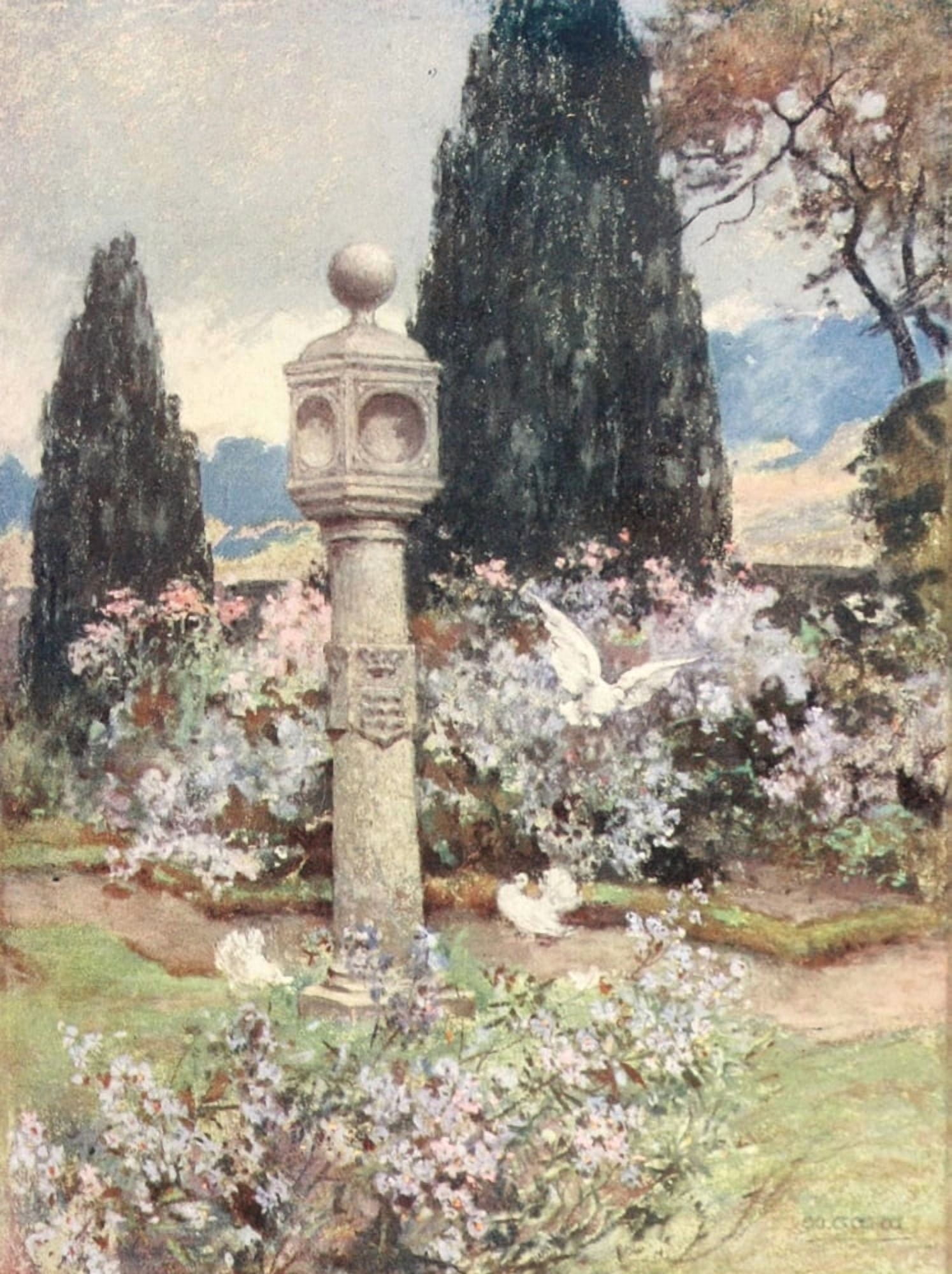 Scottish Gardens 1908 Stobhall Canvas Art - Mary GW Wilson (24 x 36)