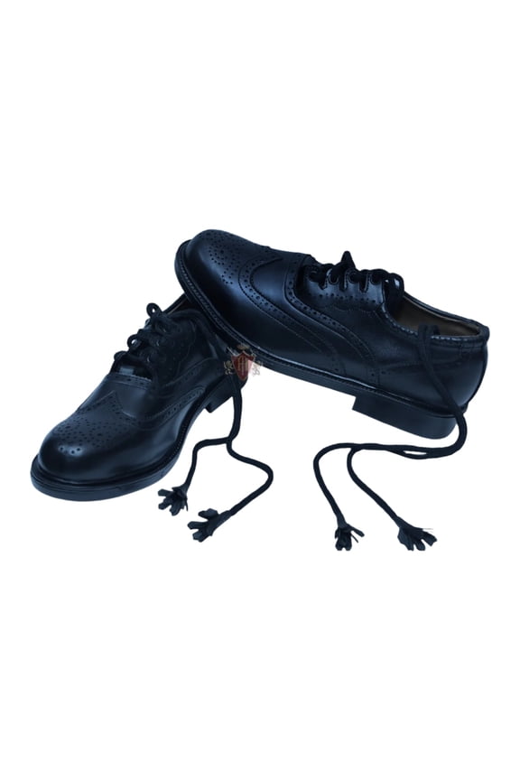Scottish Ghillie Brogues Black Leather Kilt Shoes