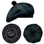 Scottish Hat Tam o Shanter Scottish Bonnet Tartan hat Acrylic Wool with Pompom US, Alpha, One Size, Standard, Gun Modern
