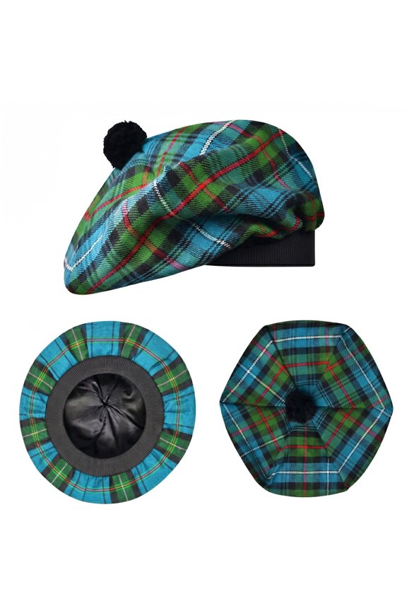 Scottish Hat Tam o Shanter Scottish Bonnet Tartan hat Acrylic Wool with Pompom (US, Alpha, One Size, Standard, Robertson Hunting)